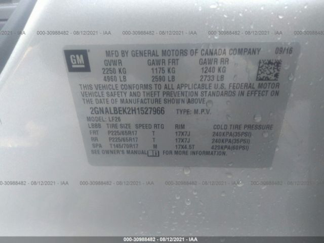 Photo 8 VIN: 2GNALBEK2H1527966 - CHEVROLET EQUINOX 