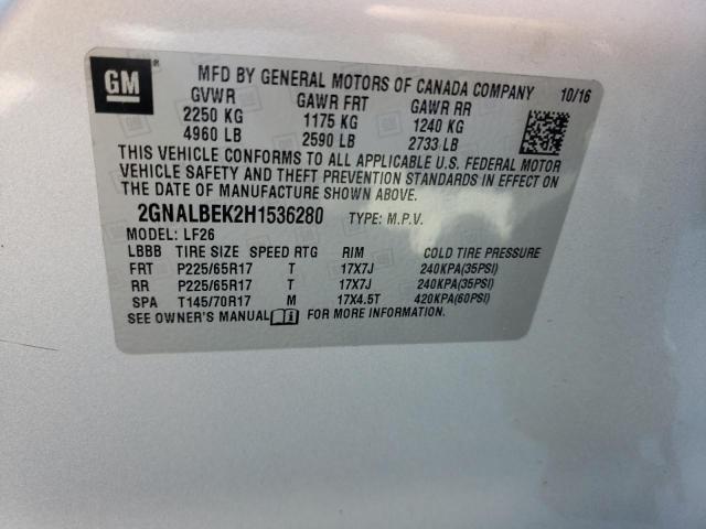 Photo 9 VIN: 2GNALBEK2H1536280 - CHEVROLET EQUINOX LS 