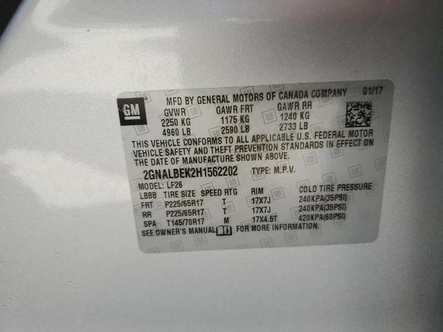 Photo 9 VIN: 2GNALBEK2H1562202 - CHEVROLET EQUINOX LS 