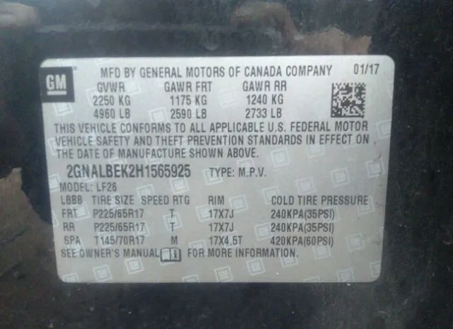 Photo 8 VIN: 2GNALBEK2H1565925 - CHEVROLET EQUINOX 