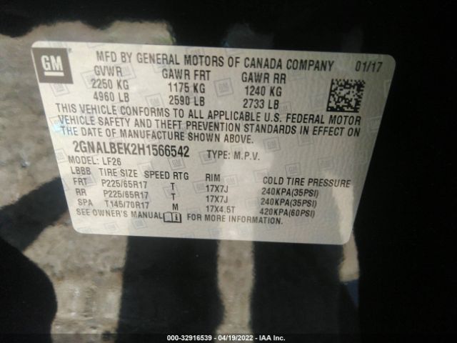 Photo 8 VIN: 2GNALBEK2H1566542 - CHEVROLET EQUINOX 