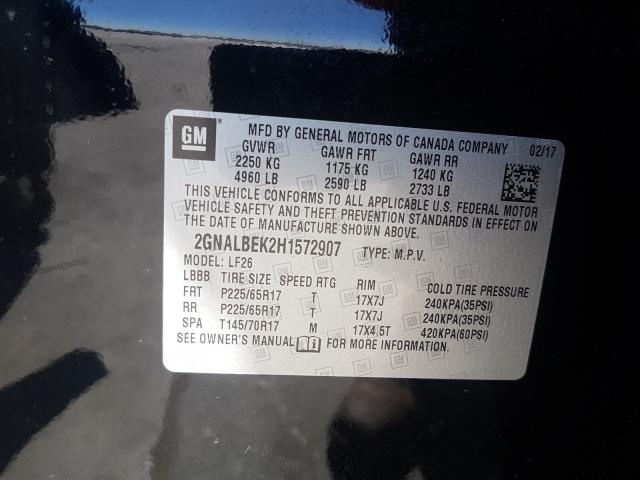 Photo 9 VIN: 2GNALBEK2H1572907 - CHEVROLET EQUINOX LS 