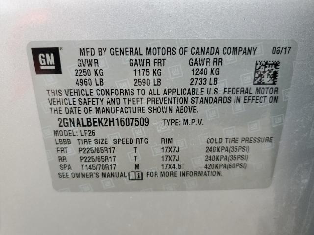 Photo 11 VIN: 2GNALBEK2H1607509 - CHEVROLET EQUINOX 