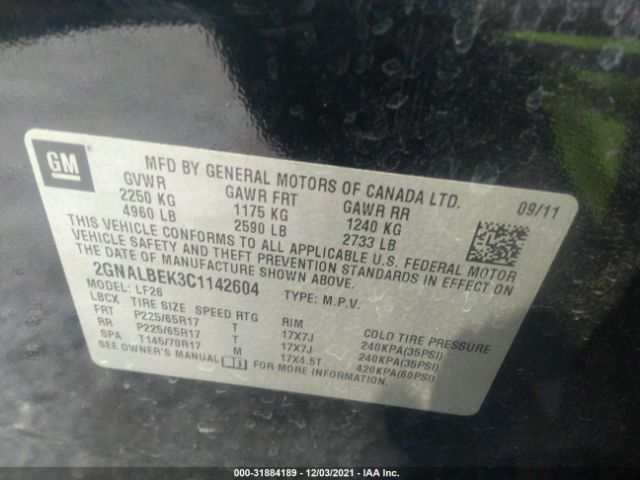 Photo 8 VIN: 2GNALBEK3C1142604 - CHEVROLET EQUINOX 