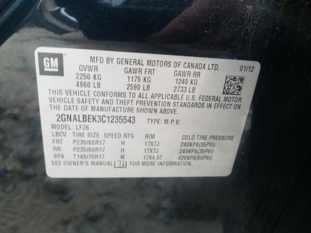 Photo 9 VIN: 2GNALBEK3C1235543 - CHEVROLET EQUINOX LS 