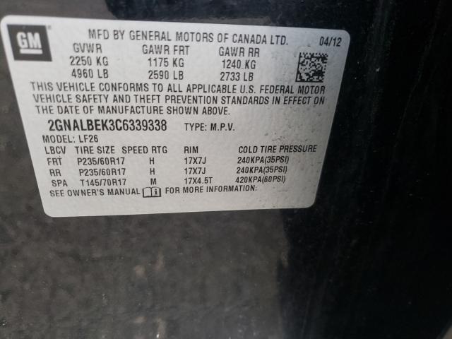 Photo 9 VIN: 2GNALBEK3C6339338 - CHEVROLET EQUINOX LS 