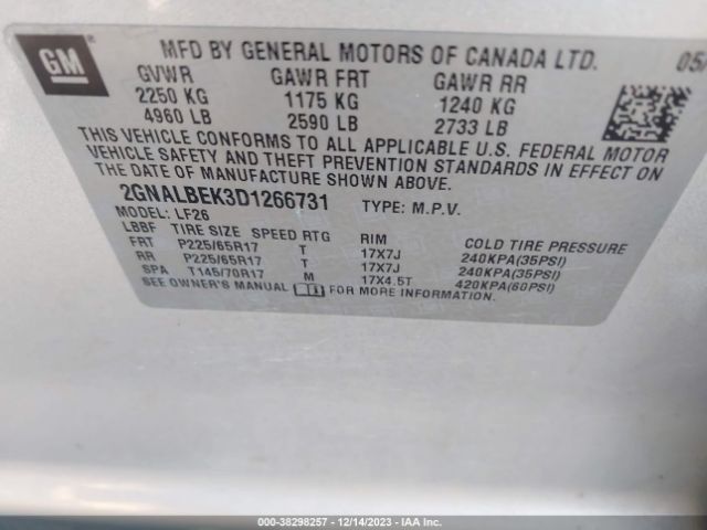 Photo 8 VIN: 2GNALBEK3D1266731 - CHEVROLET EQUINOX 