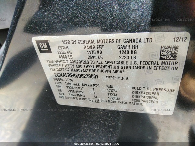 Photo 8 VIN: 2GNALBEK3D6239001 - CHEVROLET EQUINOX 