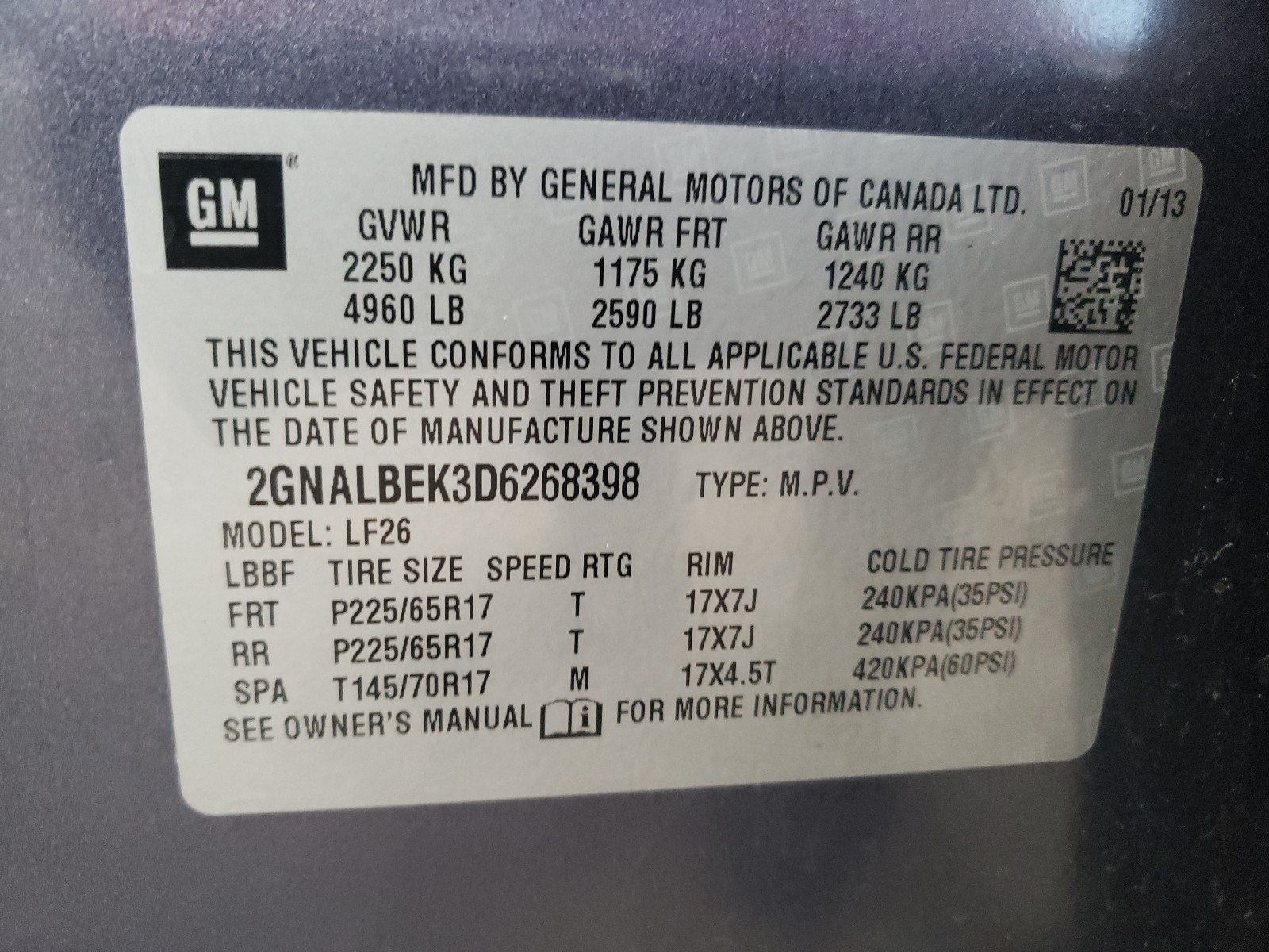 Photo 9 VIN: 2GNALBEK3D6268398 - CHEVROLET EQUINOX LS 