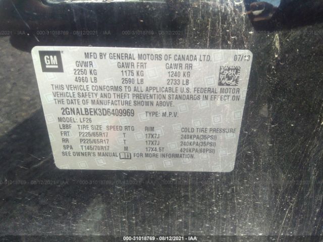 Photo 8 VIN: 2GNALBEK3D6409969 - CHEVROLET EQUINOX 