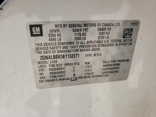 Photo 9 VIN: 2GNALBEK3E1132271 - CHEVROLET EQUINOX LT 