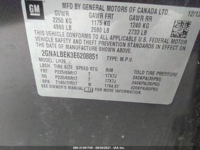 Photo 8 VIN: 2GNALBEK3E6208851 - CHEVROLET EQUINOX 