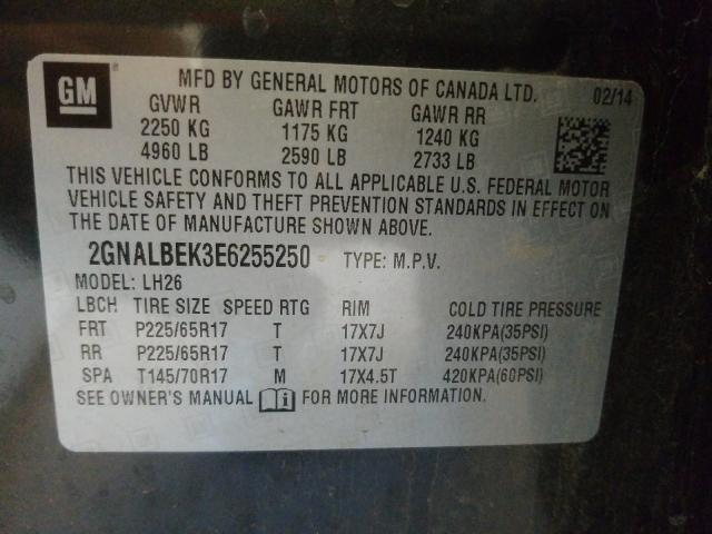 Photo 9 VIN: 2GNALBEK3E6255250 - CHEVROLET EQUINOX LT 