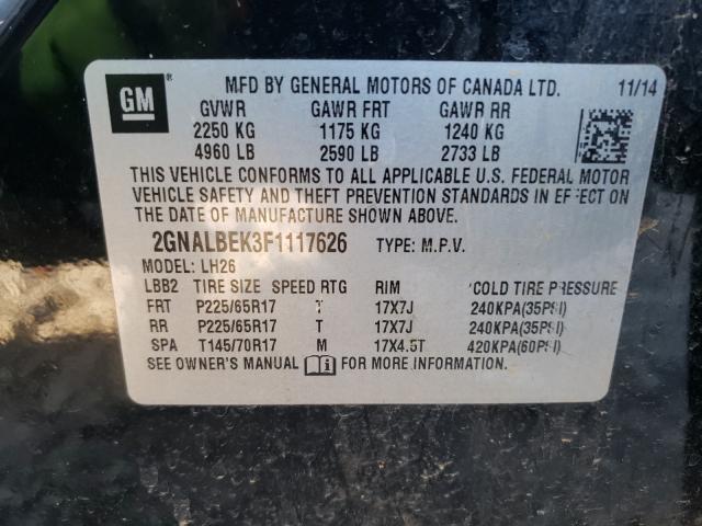 Photo 9 VIN: 2GNALBEK3F1117626 - CHEVROLET EQUINOX LT 