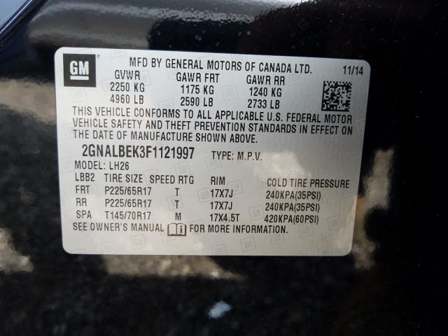 Photo 9 VIN: 2GNALBEK3F1121997 - CHEVROLET EQUINOX LT 