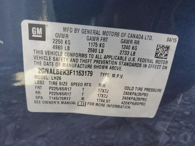 Photo 12 VIN: 2GNALBEK3F1163179 - CHEVROLET EQUINOX LT 