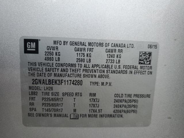 Photo 13 VIN: 2GNALBEK3F1174280 - CHEVROLET EQUINOX LT 