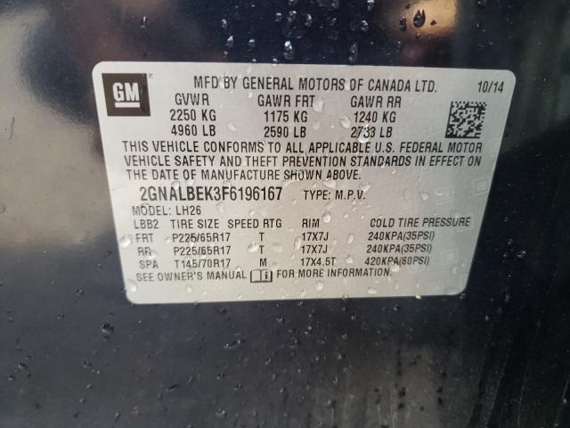 Photo 9 VIN: 2GNALBEK3F6196167 - CHEVROLET EQUINOX LT 