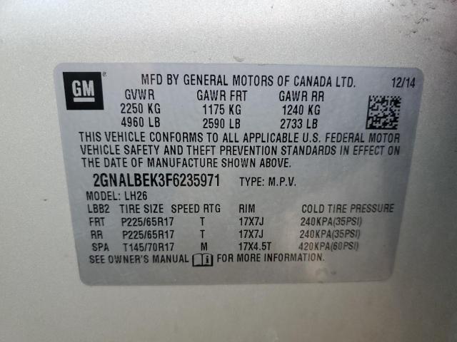 Photo 11 VIN: 2GNALBEK3F6235971 - CHEVROLET EQUINOX LT 