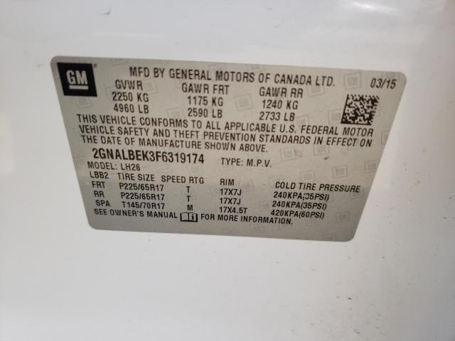 Photo 9 VIN: 2GNALBEK3F6319174 - CHEVROLET EQUINOX LT 