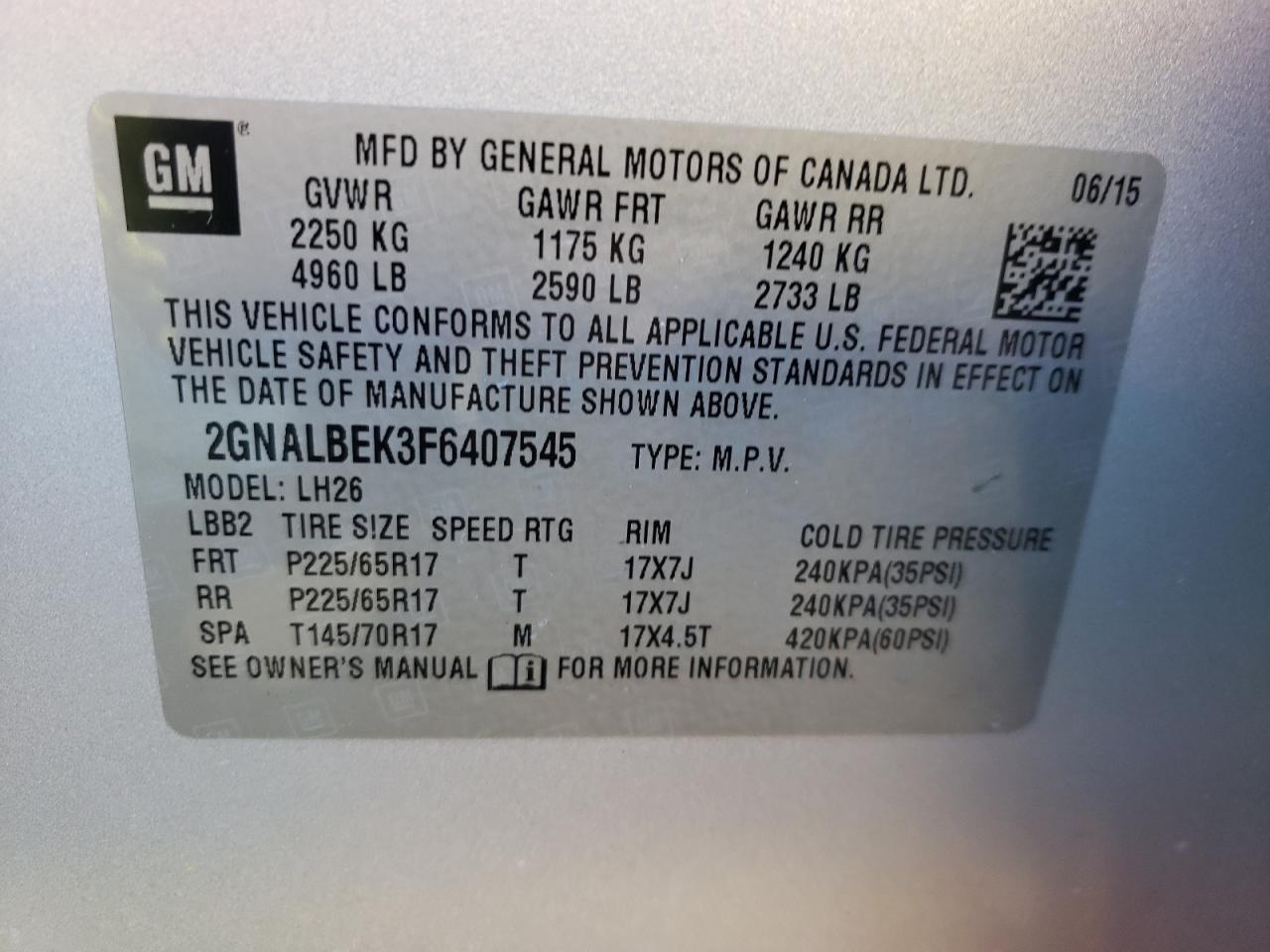 Photo 12 VIN: 2GNALBEK3F6407545 - CHEVROLET EQUINOX 