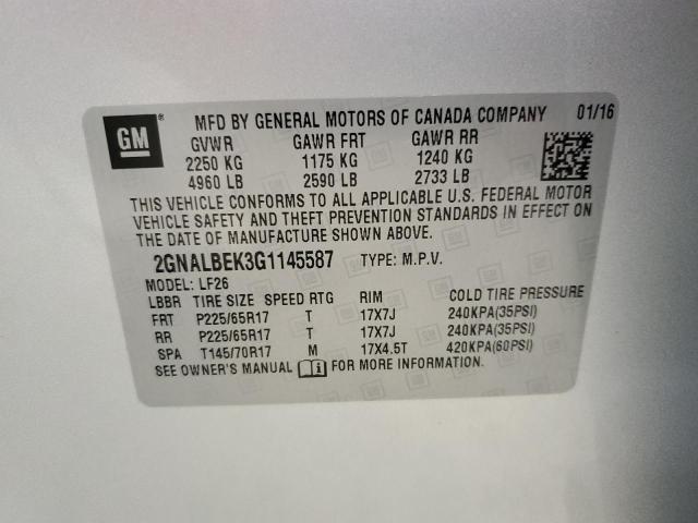 Photo 12 VIN: 2GNALBEK3G1145587 - CHEVROLET EQUINOX LS 