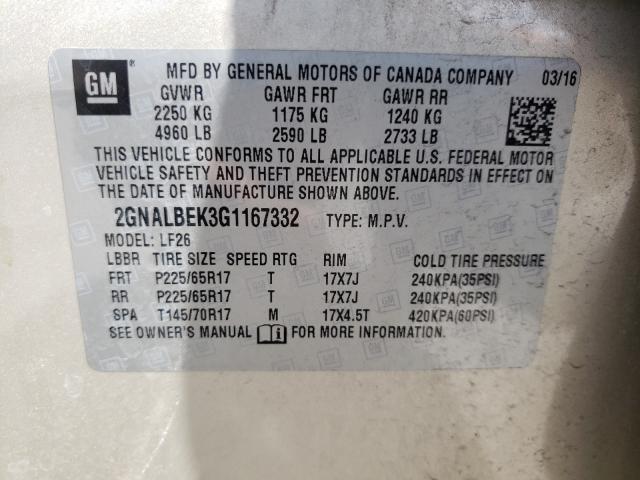 Photo 9 VIN: 2GNALBEK3G1167332 - CHEVROLET EQUINOX LS 