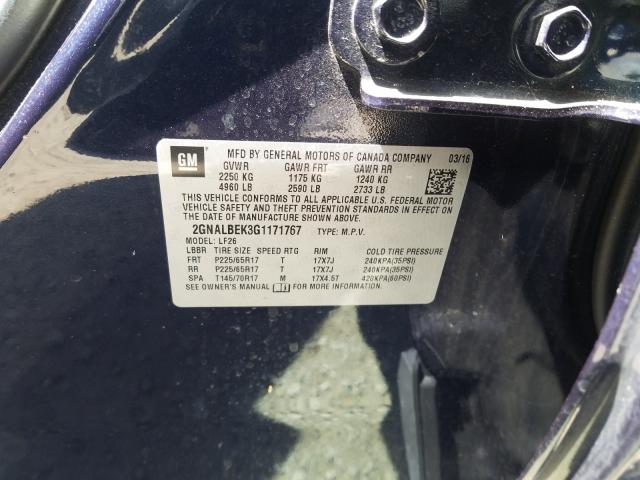 Photo 9 VIN: 2GNALBEK3G1171767 - CHEVROLET EQUINOX LS 