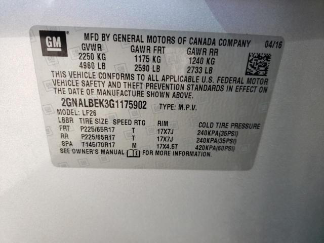 Photo 9 VIN: 2GNALBEK3G1175902 - CHEVROLET EQUINOX LS 