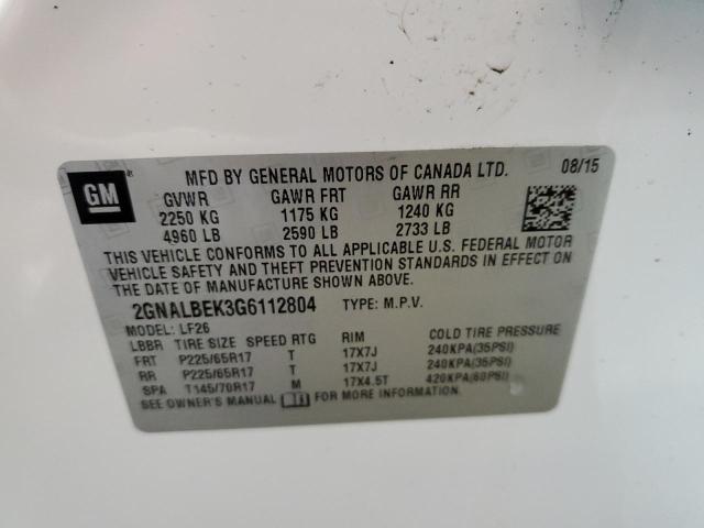 Photo 11 VIN: 2GNALBEK3G6112804 - CHEVROLET EQUINOX LS 