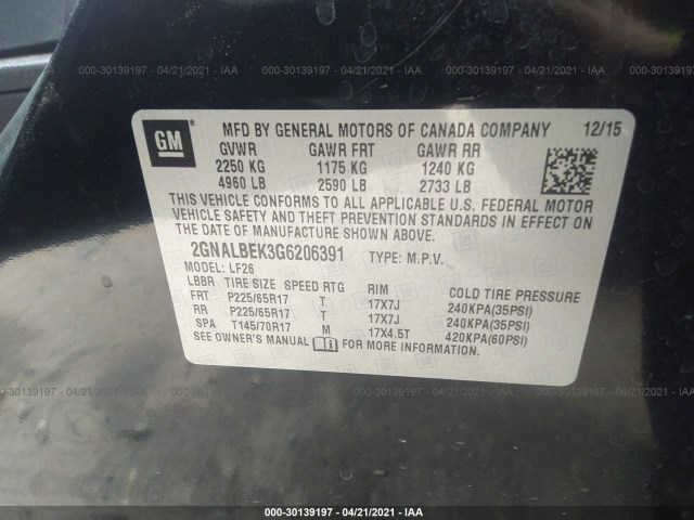 Photo 8 VIN: 2GNALBEK3G6206391 - CHEVROLET EQUINOX 