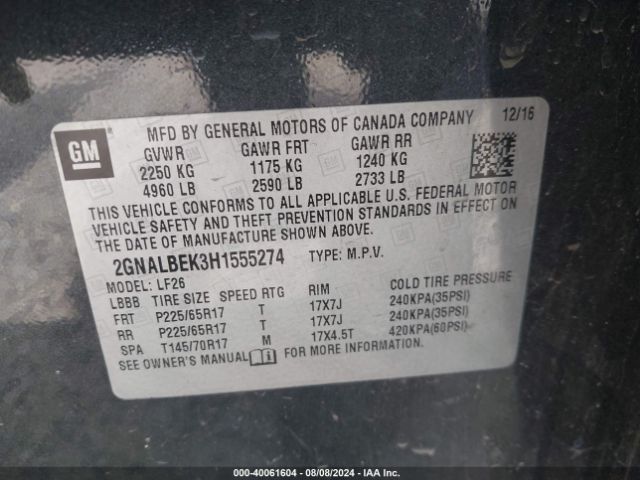 Photo 8 VIN: 2GNALBEK3H1555274 - CHEVROLET EQUINOX 