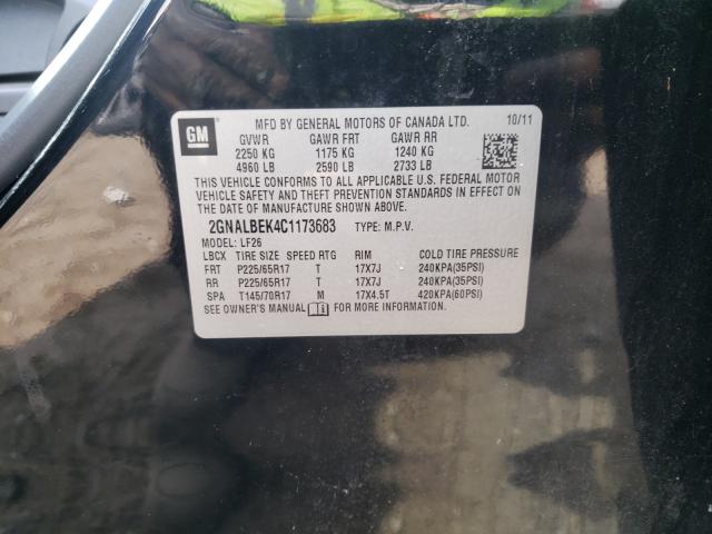 Photo 9 VIN: 2GNALBEK4C1173683 - CHEVROLET EQUINOX LS 