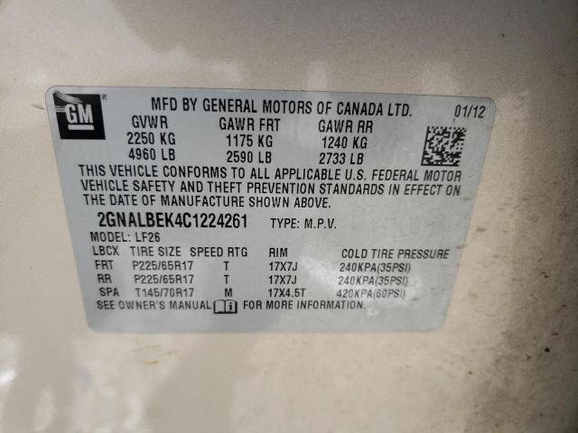 Photo 11 VIN: 2GNALBEK4C1224261 - CHEVROLET EQUINOX LS 