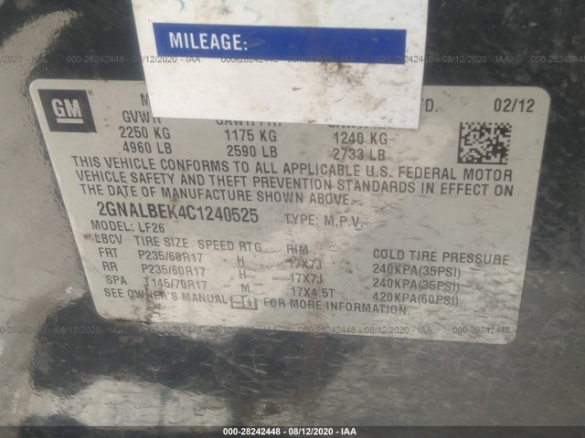 Photo 8 VIN: 2GNALBEK4C1240525 - CHEVROLET EQUINOX 