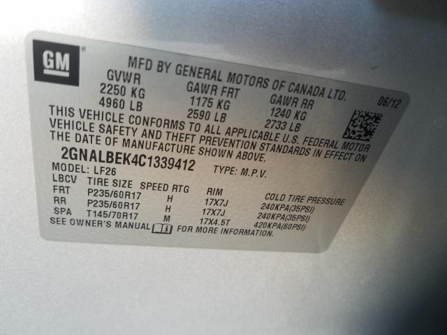 Photo 9 VIN: 2GNALBEK4C1339412 - CHEVROLET EQUINOX LS 