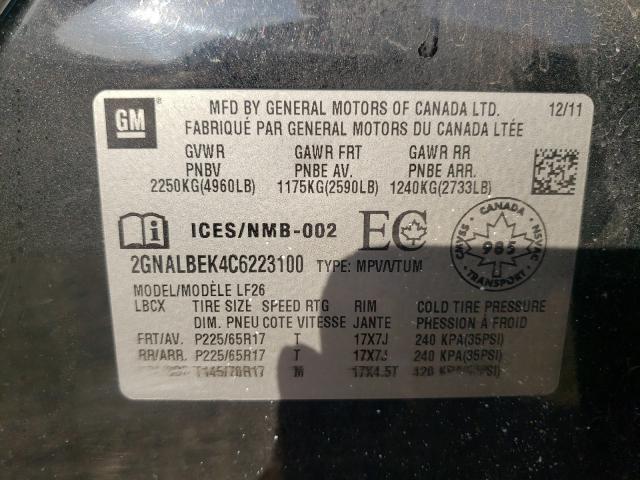 Photo 9 VIN: 2GNALBEK4C6223100 - CHEVROLET EQUINOX LS 