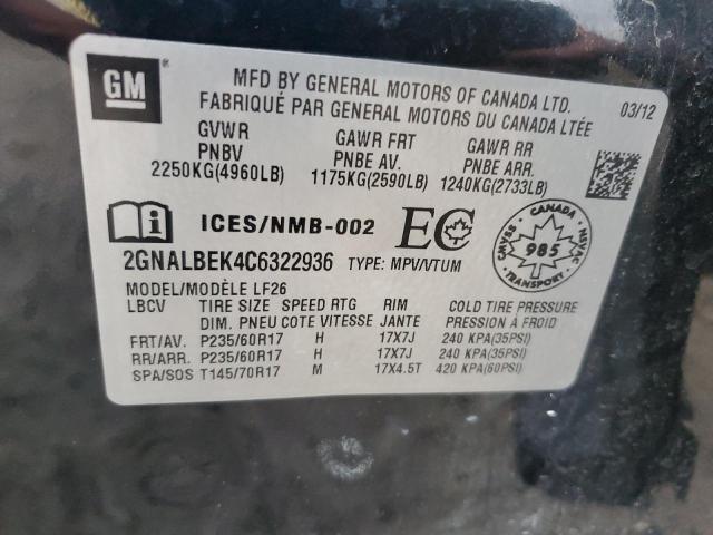 Photo 13 VIN: 2GNALBEK4C6322936 - CHEVROLET EQUINOX LS 