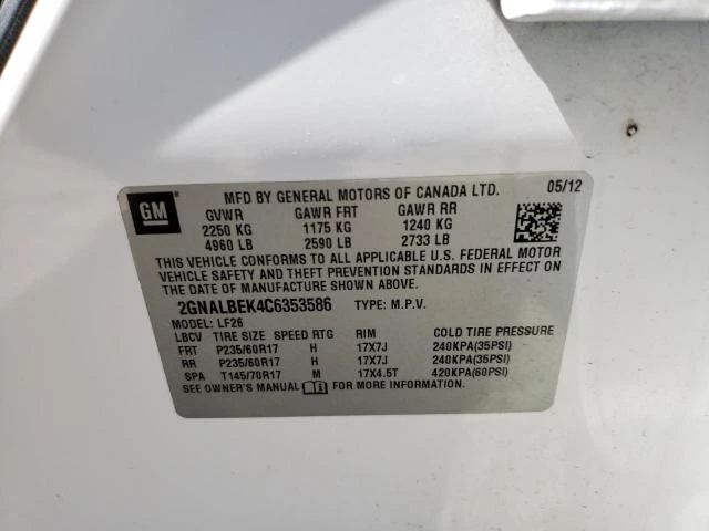 Photo 13 VIN: 2GNALBEK4C6353586 - CHEVROLET EQUINOX LS 