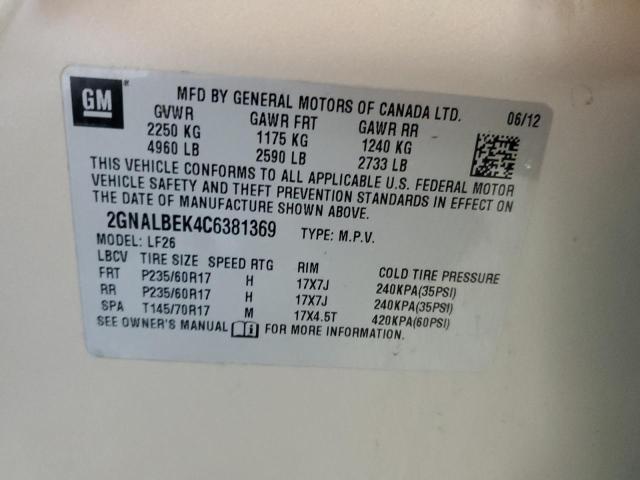 Photo 12 VIN: 2GNALBEK4C6381369 - CHEVROLET EQUINOX LS 