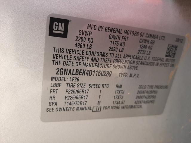 Photo 9 VIN: 2GNALBEK4D1150289 - CHEVROLET EQUINOX LS 