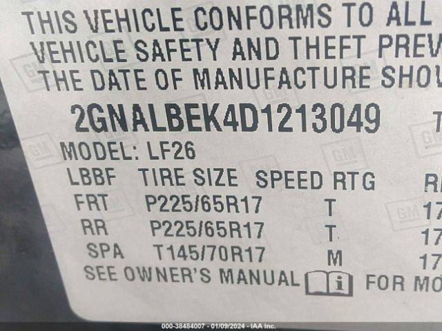 Photo 8 VIN: 2GNALBEK4D1213049 - CHEVROLET EQUINOX 