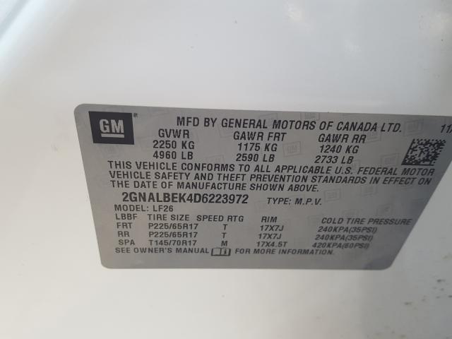 Photo 9 VIN: 2GNALBEK4D6223972 - CHEVROLET EQUINOX LS 