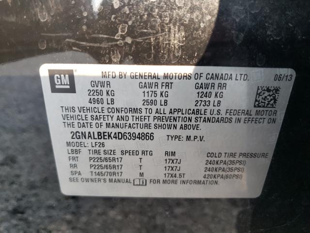 Photo 9 VIN: 2GNALBEK4D6394866 - CHEVROLET EQUINOX LS 