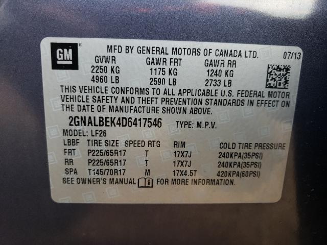 Photo 9 VIN: 2GNALBEK4D6417546 - CHEVROLET EQUINOX LS 