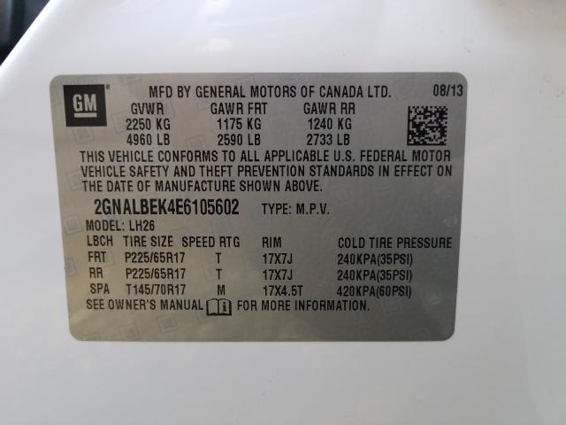 Photo 9 VIN: 2GNALBEK4E6105602 - CHEVROLET EQUINOX LT 