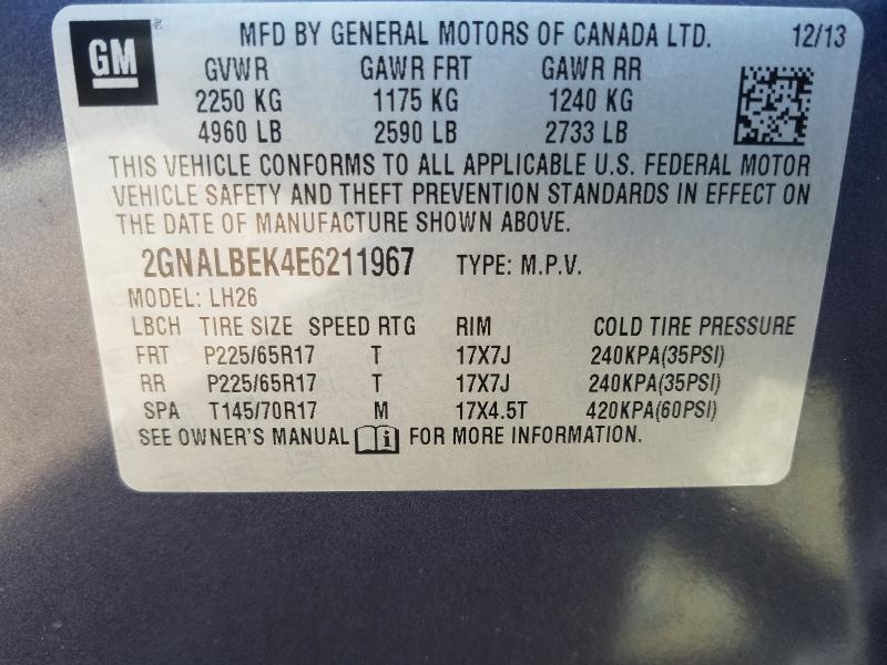 Photo 9 VIN: 2GNALBEK4E6211967 - CHEVROLET EQUINOX LT 