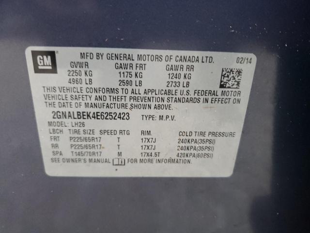 Photo 9 VIN: 2GNALBEK4E6252423 - CHEVROLET EQUINOX LT 