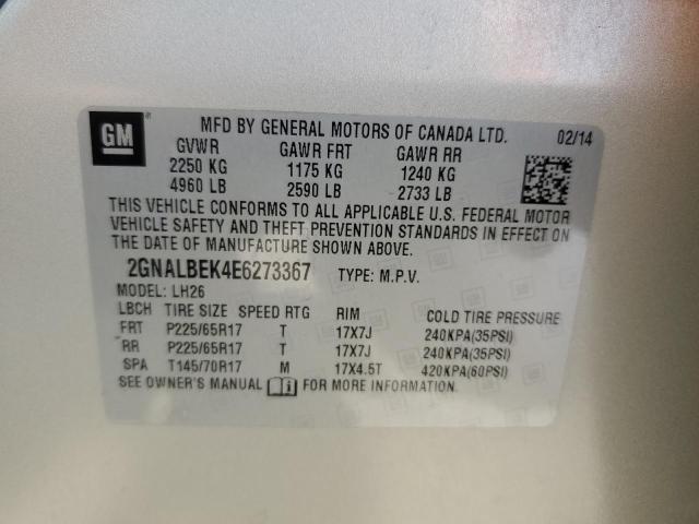 Photo 12 VIN: 2GNALBEK4E6273367 - CHEVROLET EQUINOX LT 