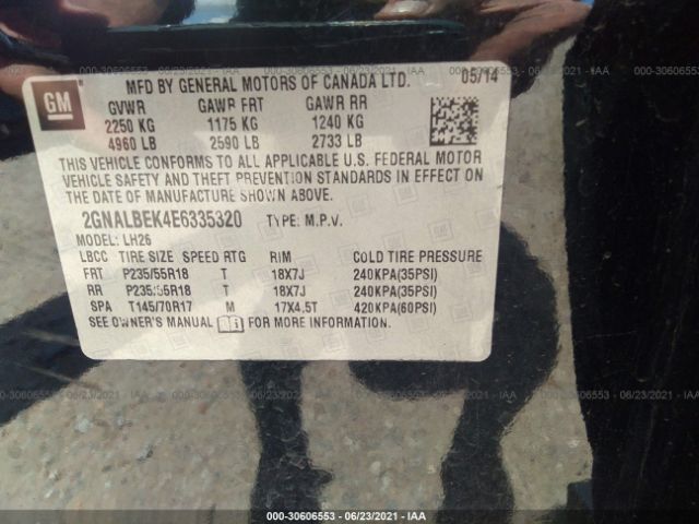 Photo 8 VIN: 2GNALBEK4E6335320 - CHEVROLET EQUINOX 